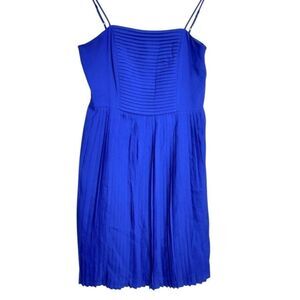 Land's End Pleated Dress Size 6 Royal Blue Sleeveless Party Cocktail Dress